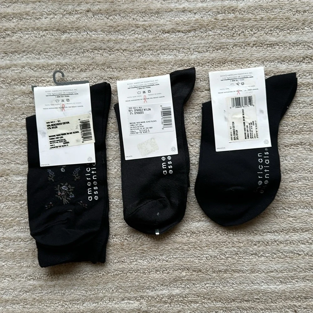 3 Pairs of NWT American Essentials Socks Black Dress Casual From Macy’s